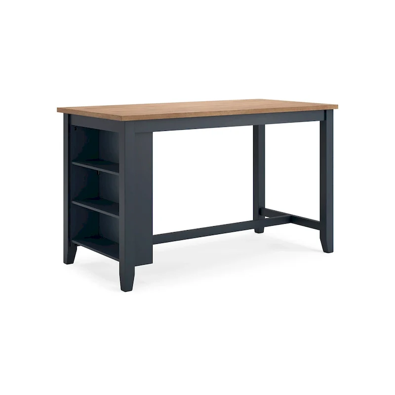 Gasy Counter Height Dining Table, 60 Inch, Dark Blue Brown Mango Wood
