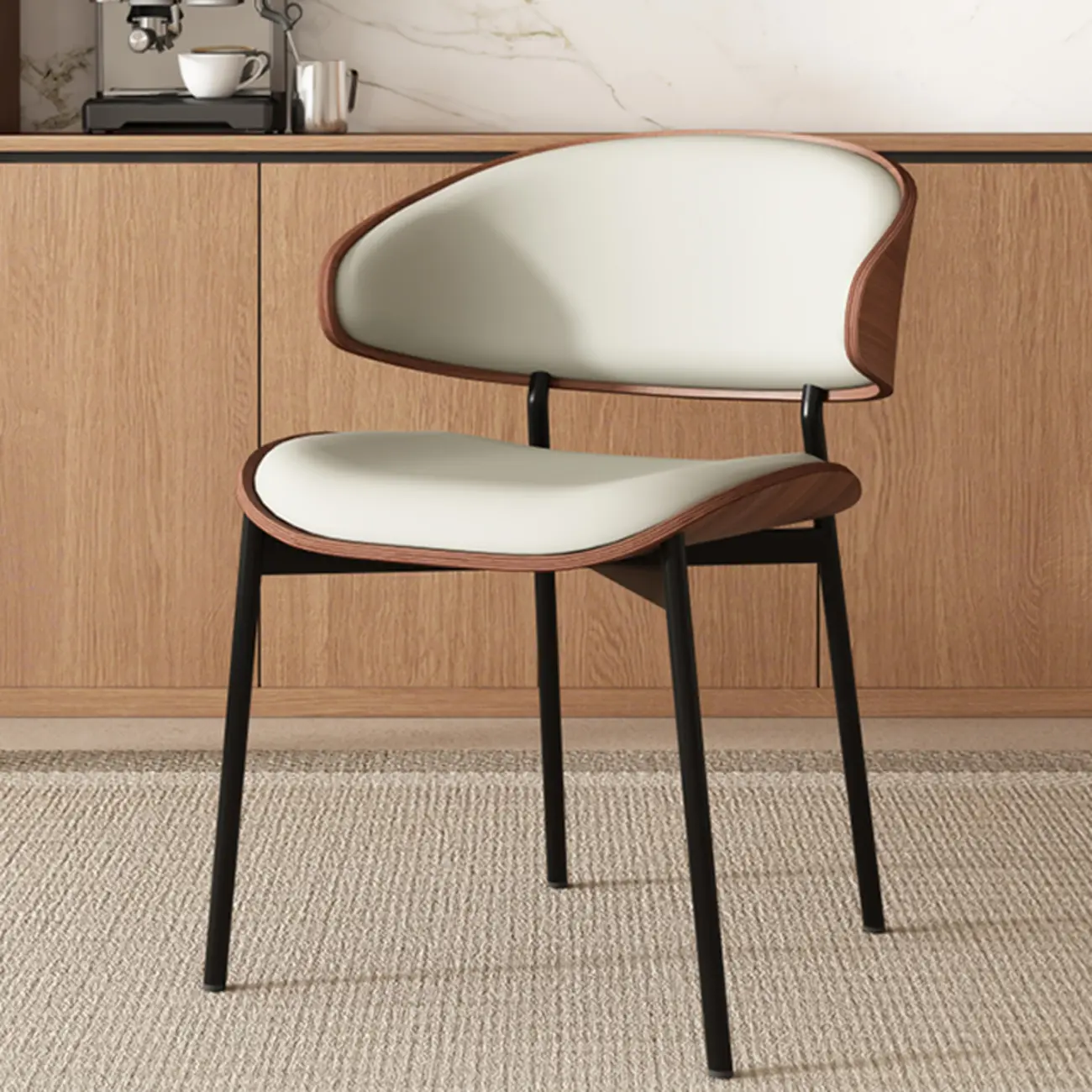 Art Deco Faux Leather Low Back Dining Chair