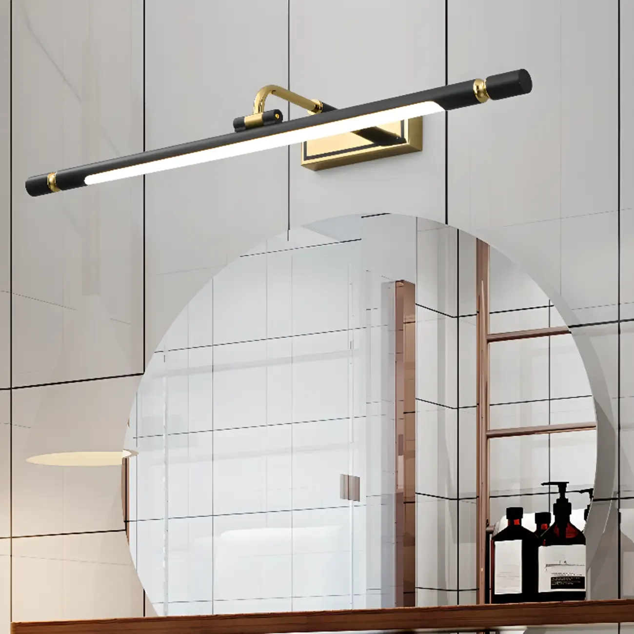 Modern linear LED Vanity Light Fixture with Black Lampshade
