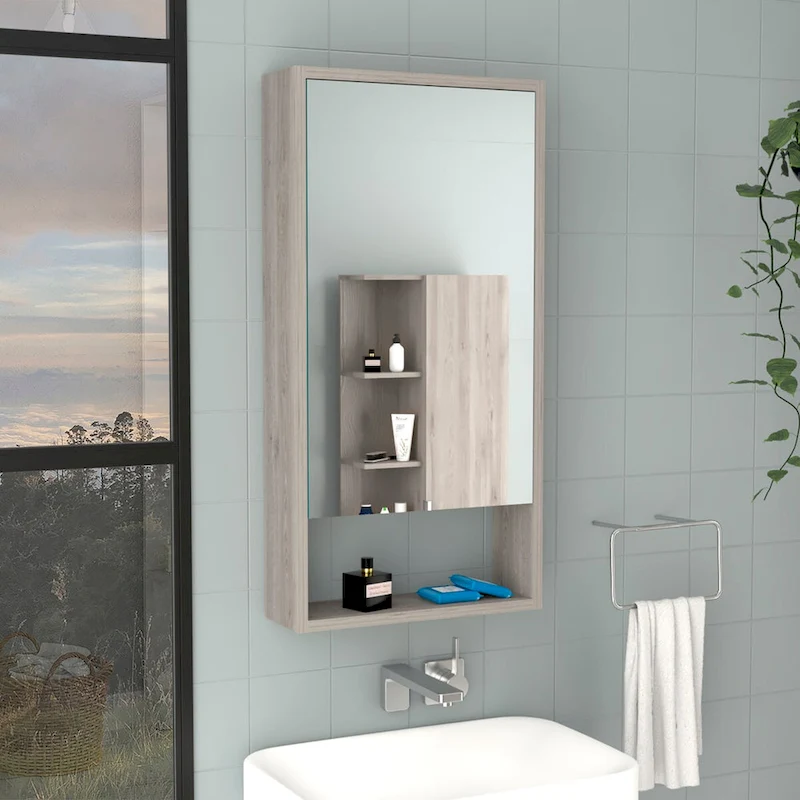 Medicine Cabinet Irvine, One External Shelf, White Finish,High quality and durable