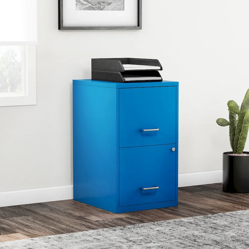 2-Drawer Locking Vertical File Cabinet — Letter Size, Fully Assembled, Blue or Pink