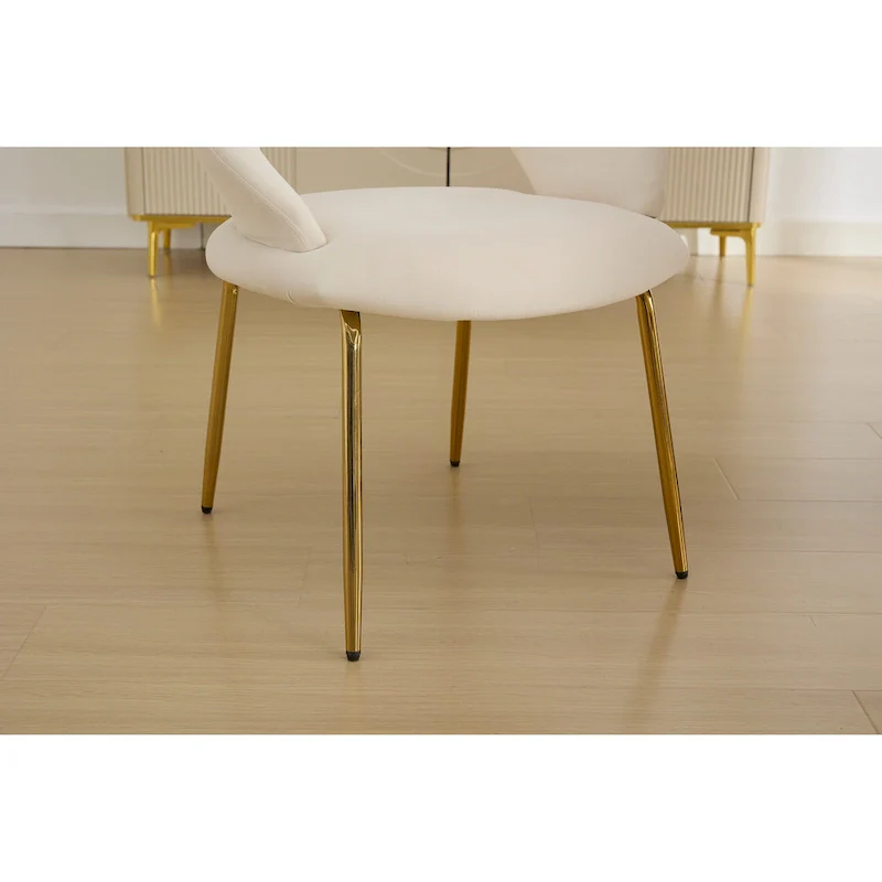Velvet Dining Chair with Curved Backrest - Gold Legs - Single Seat