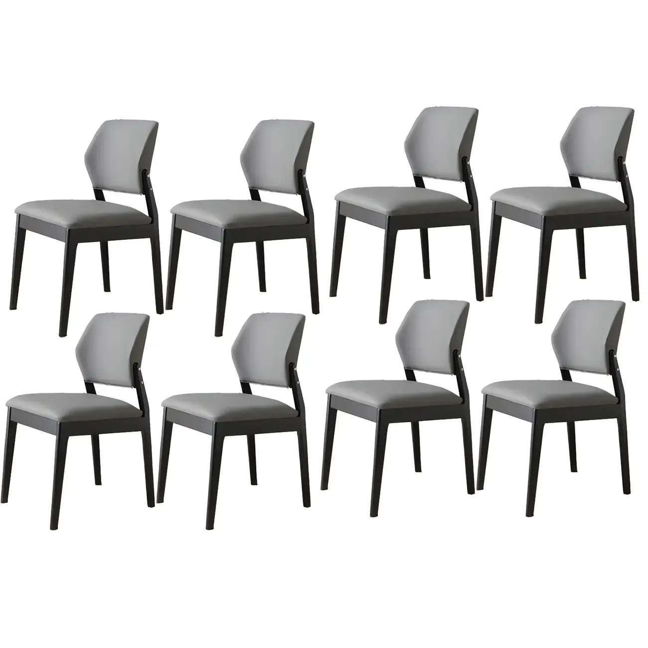 Modern Wood Faux Leather Beige Low Back Dining Chair