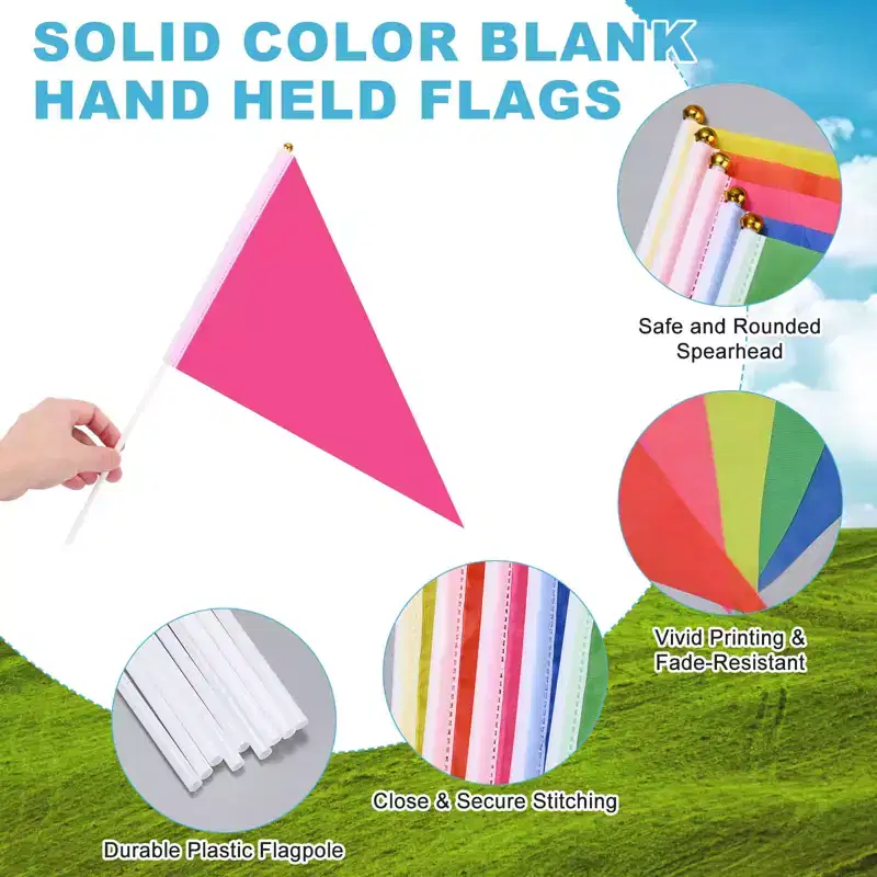 Unique Bargains Mini Sublimation Durable Polyester Hand Held Plain Flags