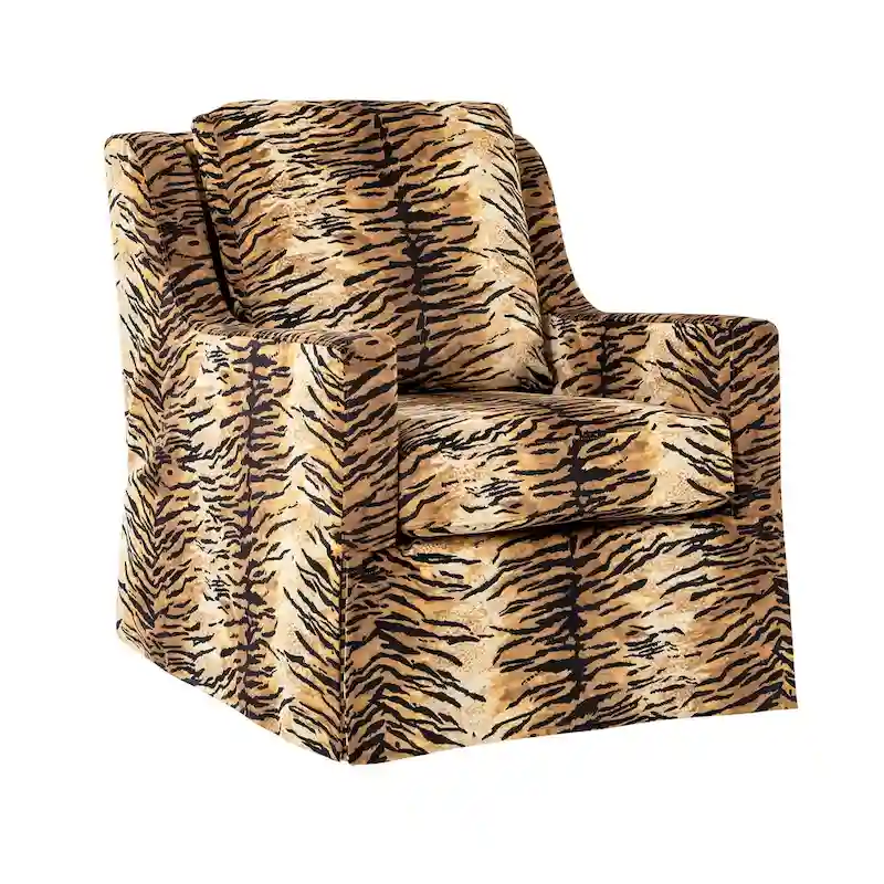 Stan Farmhouse Slipcover Rocking Swivel Chair by