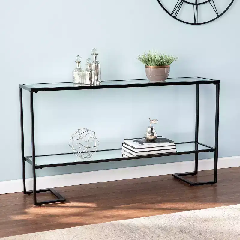 Horten Glam Narrow Console Table - Black - SEI