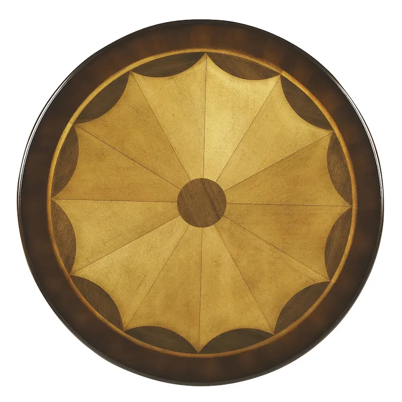 Butler Traditional Round Wooden Pedestal Table in Plantation Cherry Finish - Dark Brown