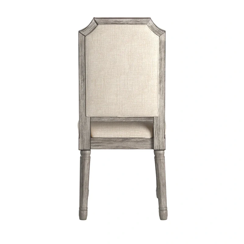 Arched-Back Linen and Solid Wood Dining Chairs (Set of 2)