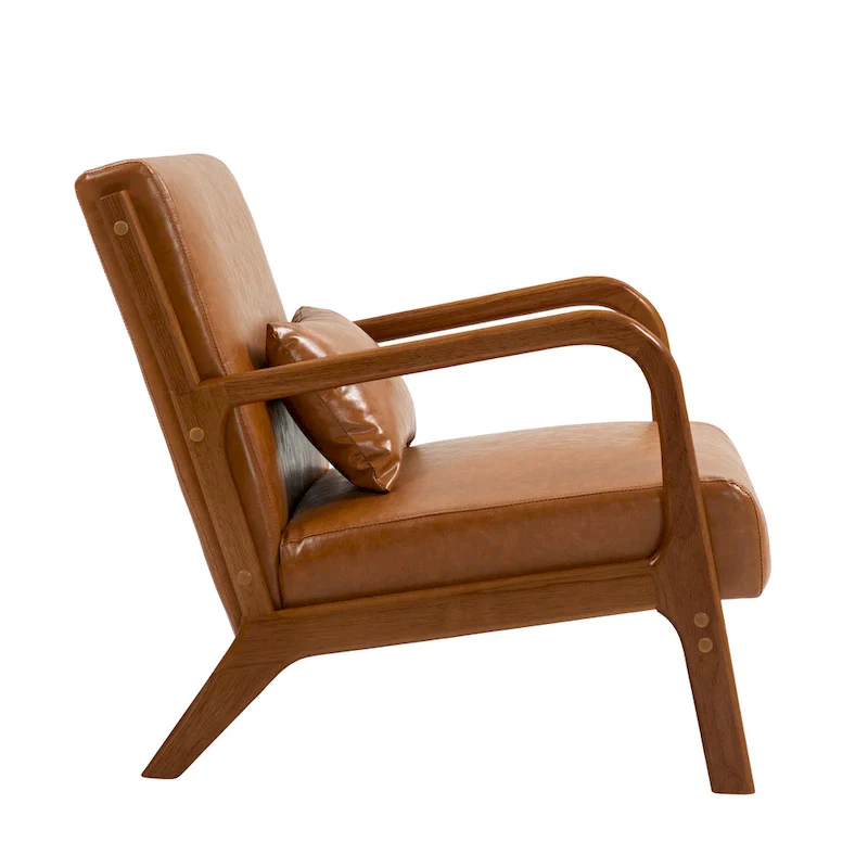 Mid-Century Modern Upholstered Accent Chair with Wood Frame