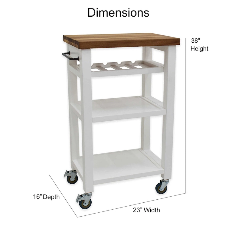 Steve Silver Bautzen Solid Acacia Wood Rolling Utility Cart