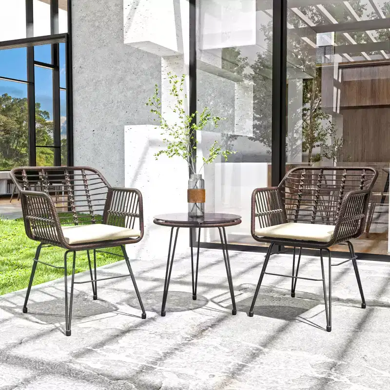 UPTIOT 3 Piece Wicker/rattan Seating Group With Cushions