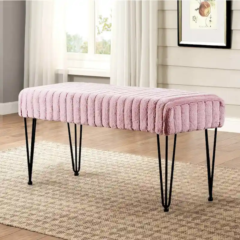 Serenta SuperMink Fauxfur Ottoman Bench