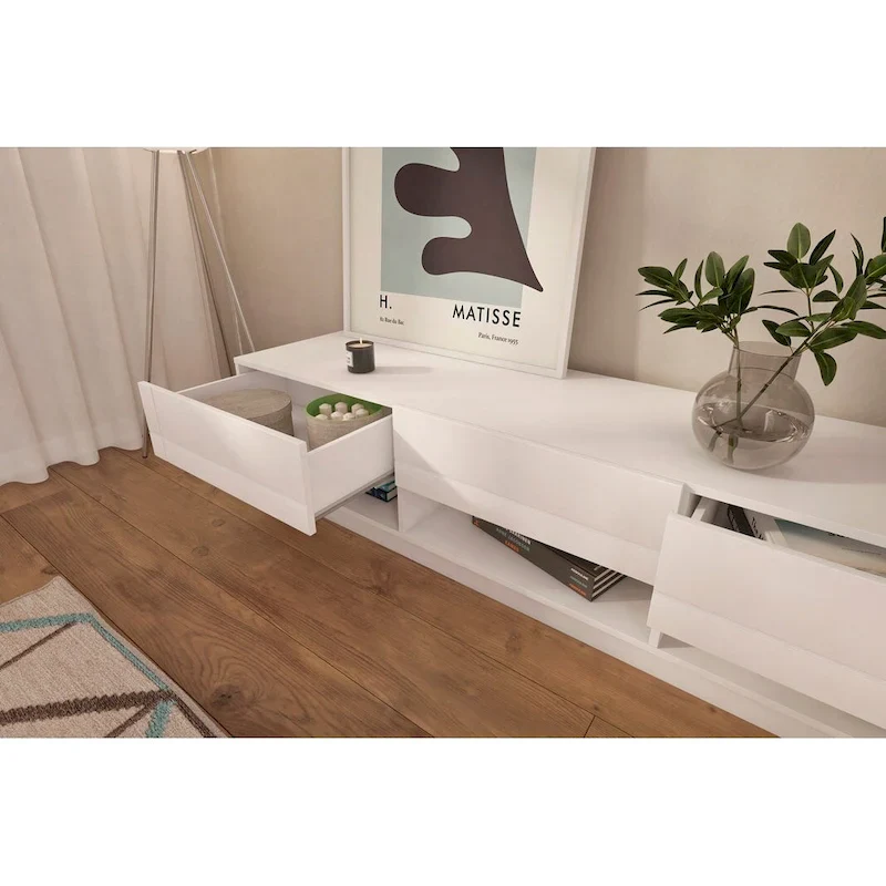 Nexera Stereo 72-inch 3-Drawer TV Stand, Black