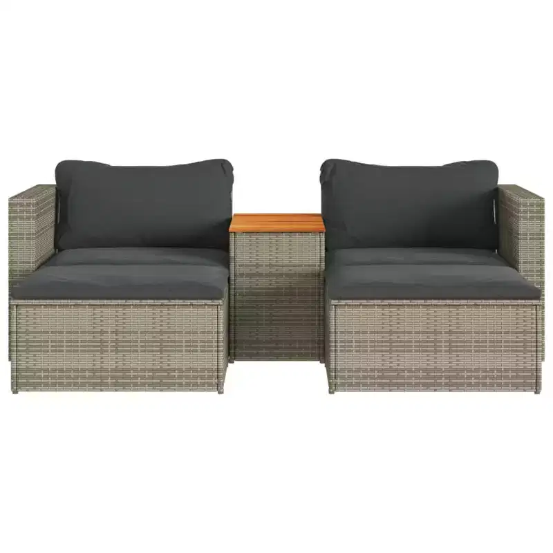 vidaXL Patio Sofa Set with Cushions Garden 5 Piece Poly Rattan Acacia