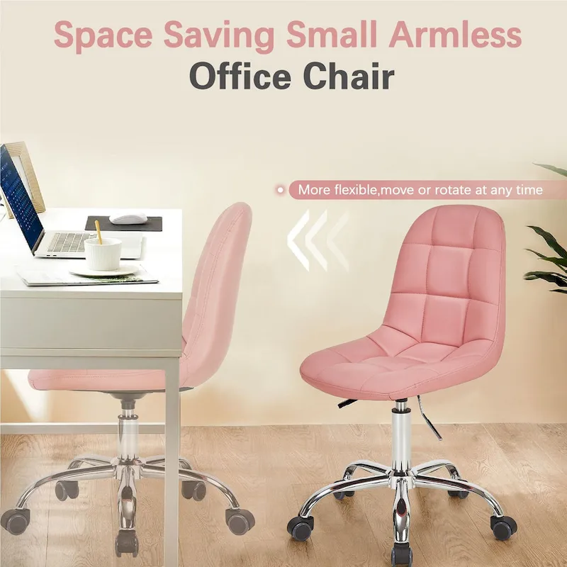 Javlergo Armless Home Office Chair, Height Adjustable Computer Desk Chair with Wheels