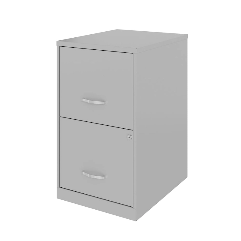Space Solutions 18in. 2 Drawer Metal File Cabinet, Arctic Silver