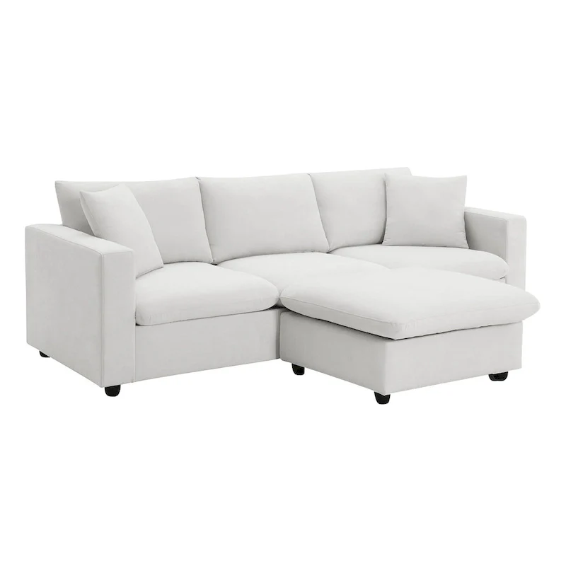 101  L-Shaped Cloud Sectional Sofa with Ottoman & Pocket Springs