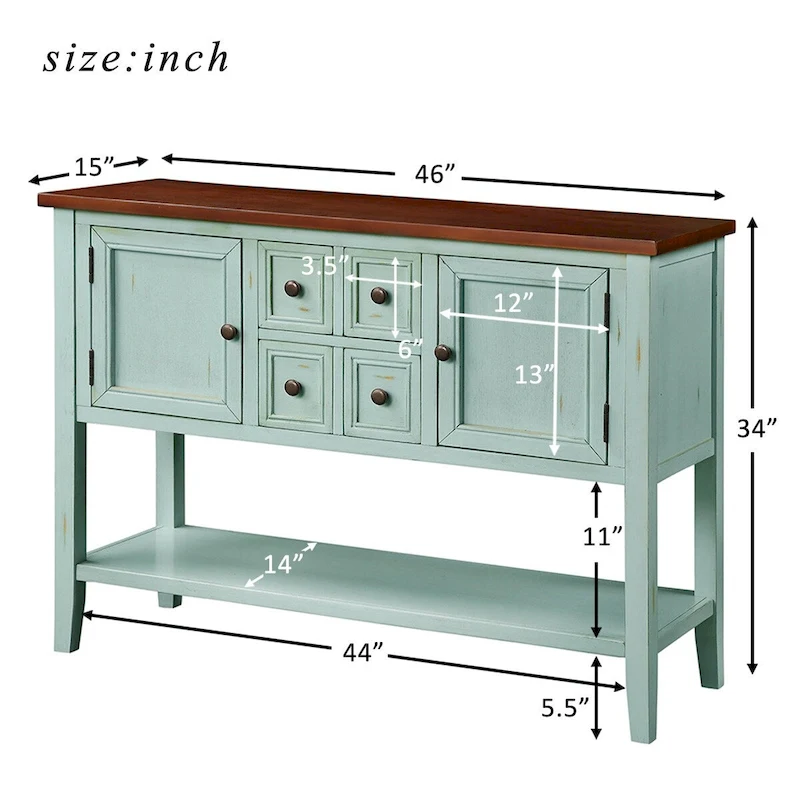 Modern Buffet Sideboard Console Table with Bottom Shelf