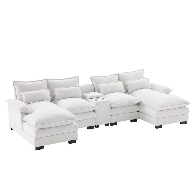 Modern U-shaped Cloud Sectional Couch, Convertible Sleeper Couch