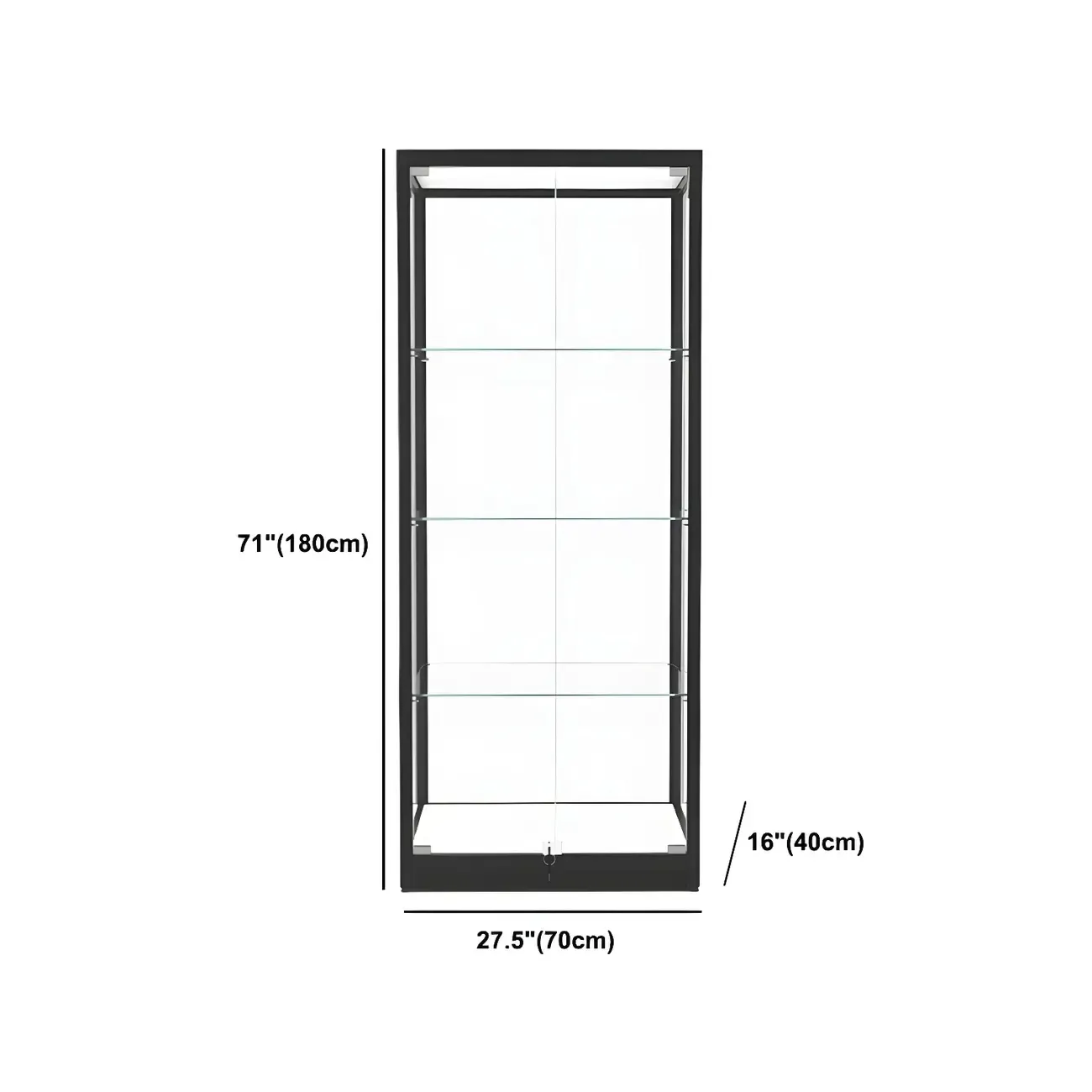 Modern Glass Black Curio Cabinet with Adjustable Shelves