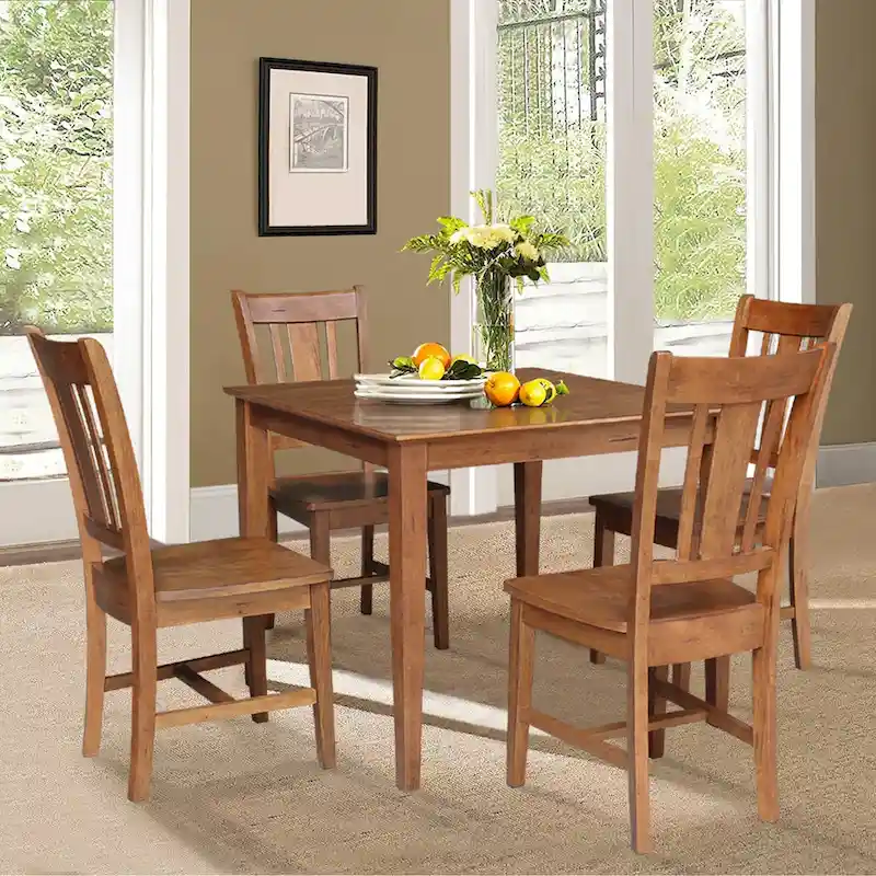 36 x 36 in. Solid Wood Dining Table with 4 Splatback Chairs - 5 Piece Set