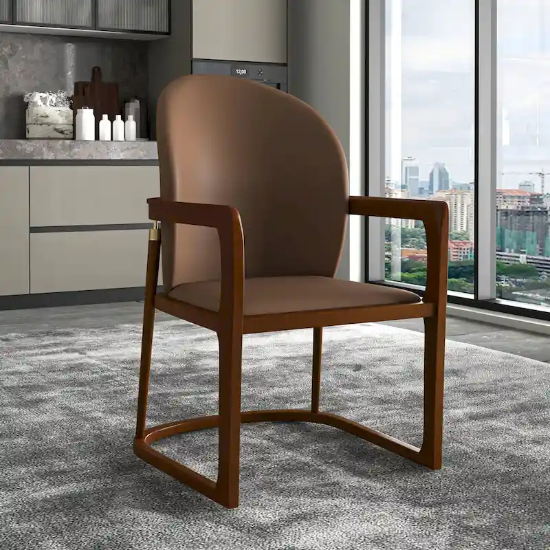 Modern Dining Chair in Upholstered Leather Svelta Series by LeisureMod