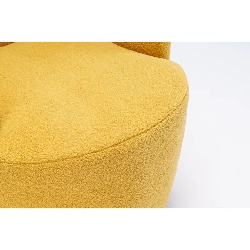 Blue Teddy Fabric Swivel Barrel Chair