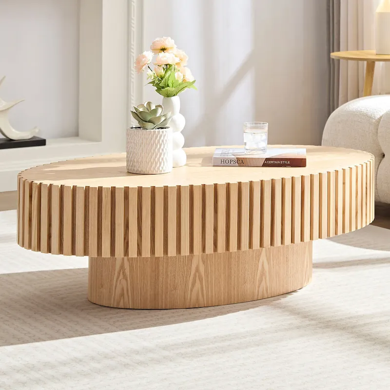Round Drum Coffee Table | Natural Ash / Walnut / Black | Single