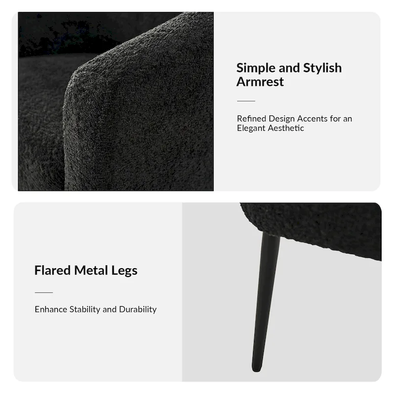 Hal Modern Boucle Armchair with Metal Legs by HULALA HOME