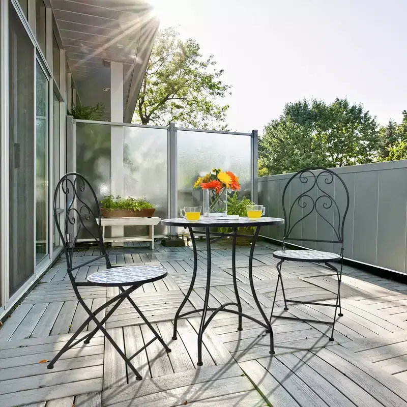 Costway 2PCS Patio Folding Mosaic Bistro Chairs Blue Flower Pattern Seat Garden