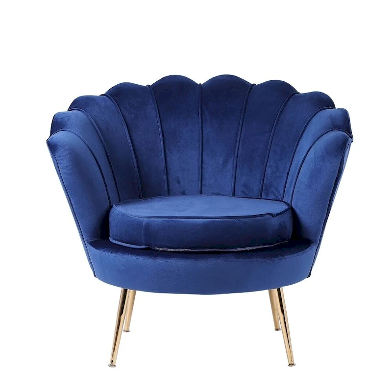 Blue Velvet Lounge Chair - 29 H x 32.5 W x 31.5 D