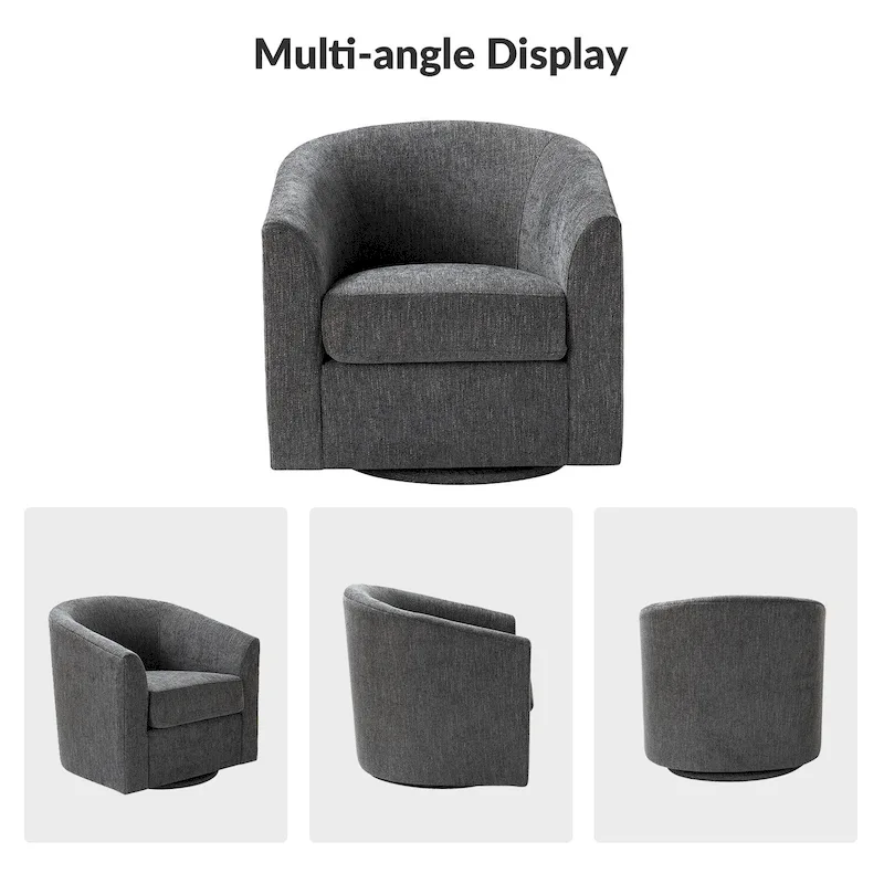 Cuenca Modern Upholstered Barrel Chair with Swivel Base