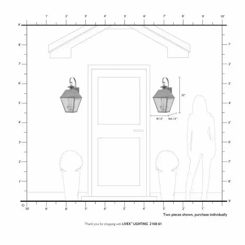 Livex Lighting Mansfield 2 - Light Wall Light in Antique Brass