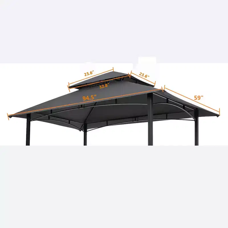 Clihome 8x5 FT Double Layer BBQ Gazebo Replacement Canopy Top