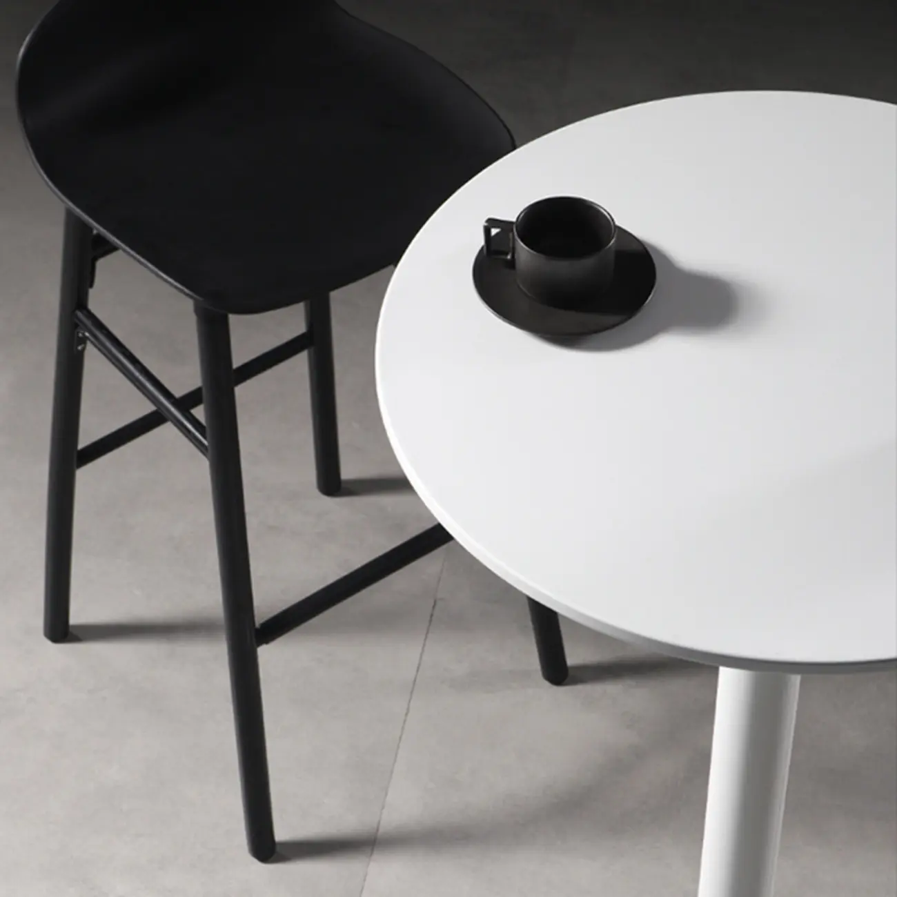 White Round Acrylic Tall Bistro Table Pedestal Base