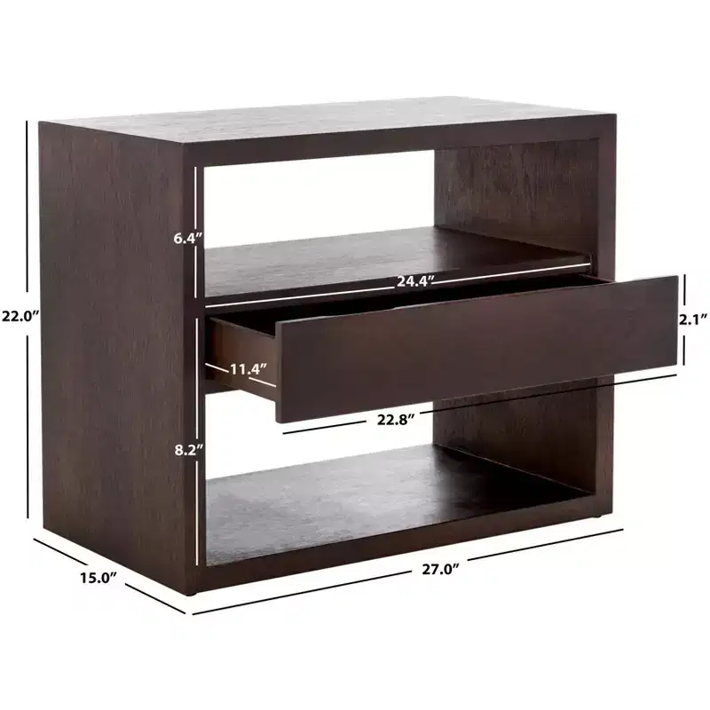Munson 2 Shelf 1 Drawer Nightstand - NST6603 - Safavieh