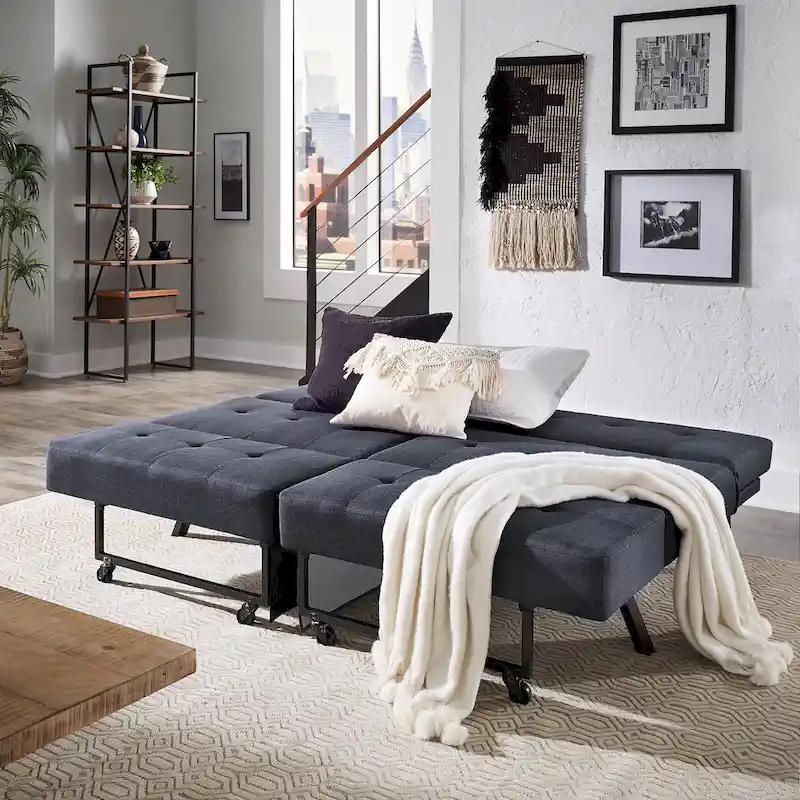 Palatka Full 80   Wide Tufted Fabric Convertible Futon by iNSPIRE Q Classic