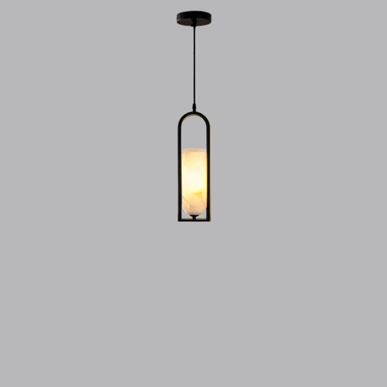 Adjustable Stone Metal Cylinder Pendant Light