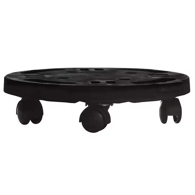 vidaXL Plant Trolley Set of 5 Black Polypropylene Medium Stackable