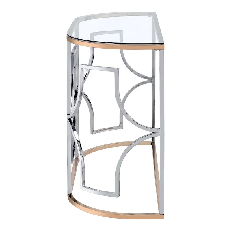 Ders Glam Chrome and Gold Plating Tempered Glass Top 3-Piece Coffee Table Set by Furniture of America