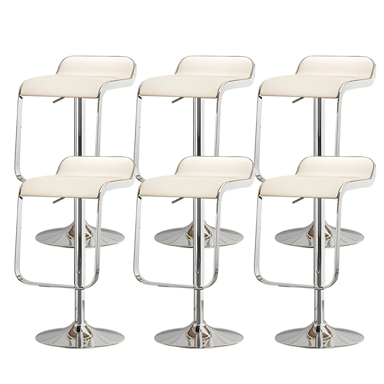 Leather Low Back Metal Adjustable Swivel Bar Stools
