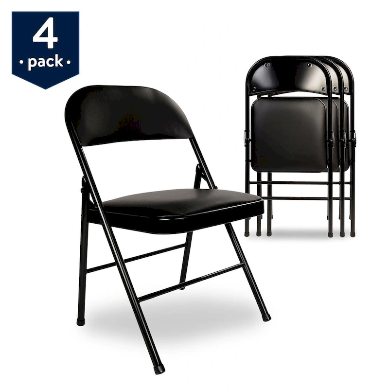 Javlergo 4 Pack Folding Chairs with Padded Cushion, Indoor Outdoor Portable Metal Chairs for Home Office
