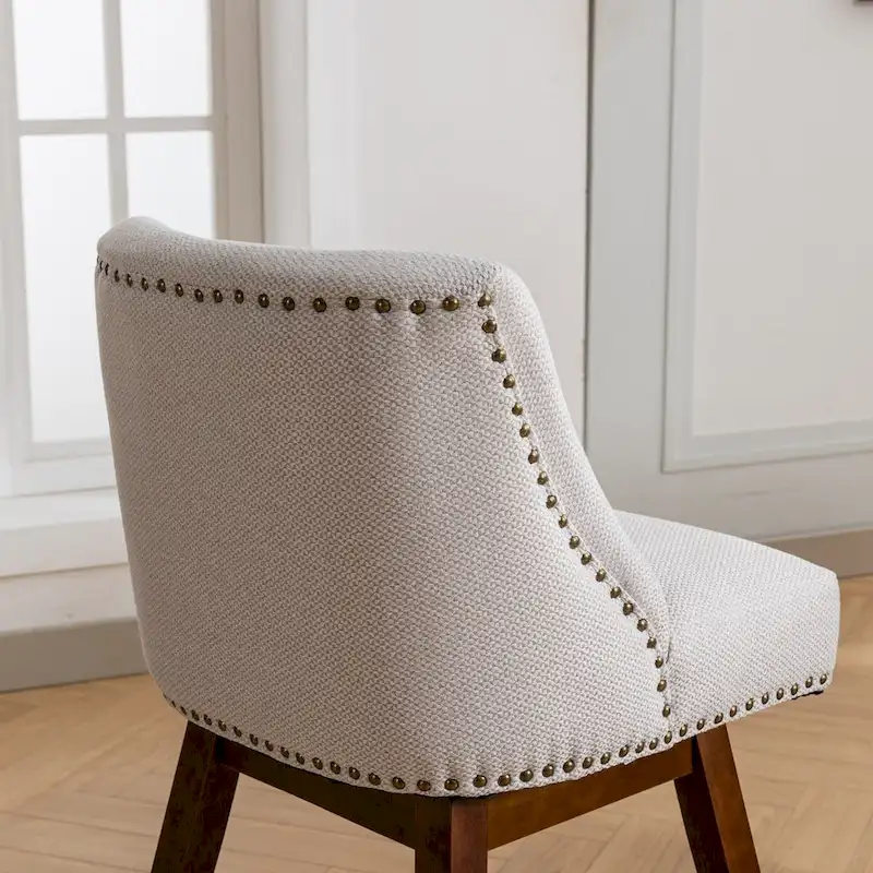 Counter Height Swivel Barstools, 26 H Seat Height Upholstered Bar Stools Set of 2, Fabric