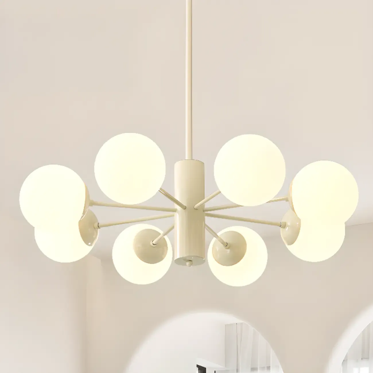 Minimalist White Sphere Glass Sputnik Chandelier