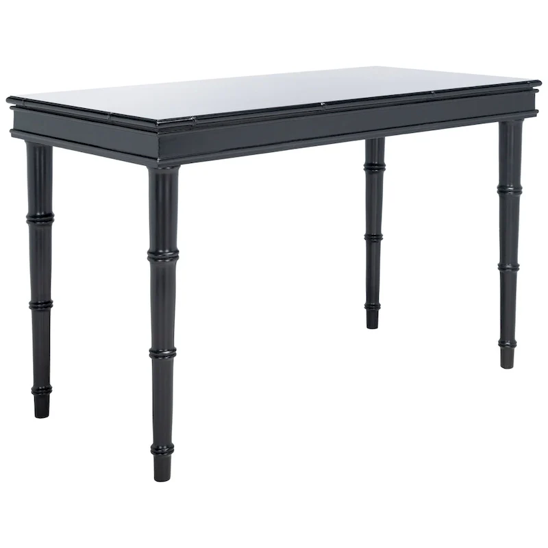 Modern Coastal Writing Desk with 1 Drawer - Bamboo-Inspired Wood Frame Office Furniture