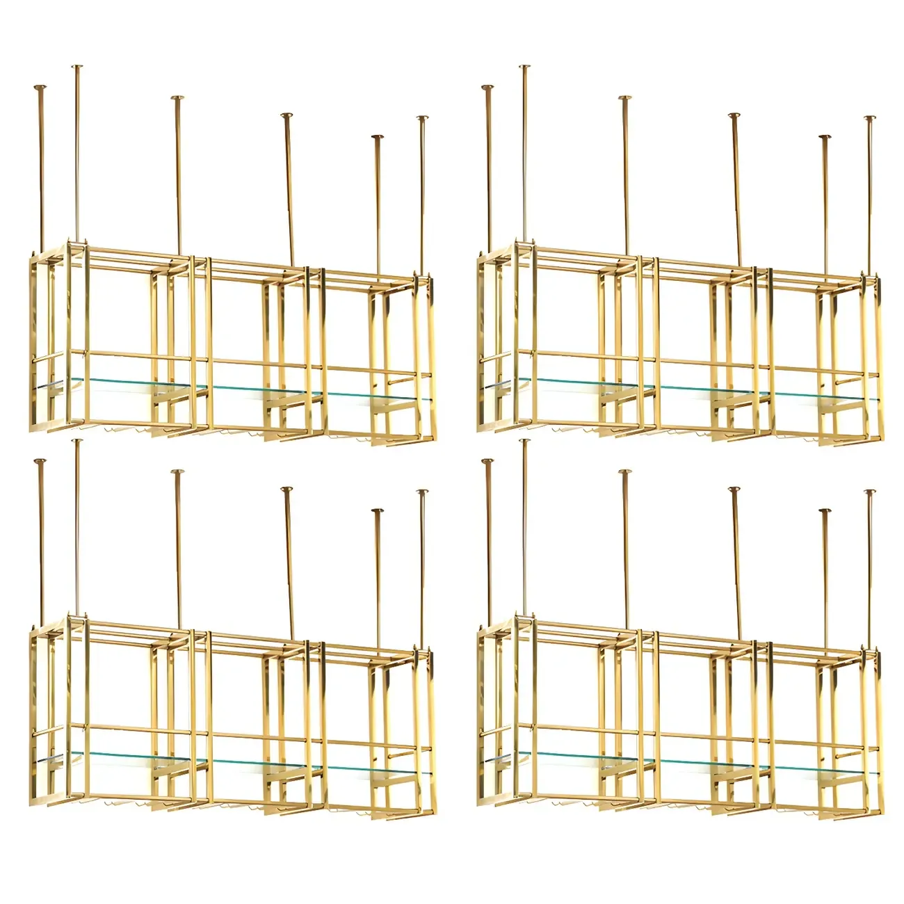 Glam Gold Metal Large Hanging Wine Rack