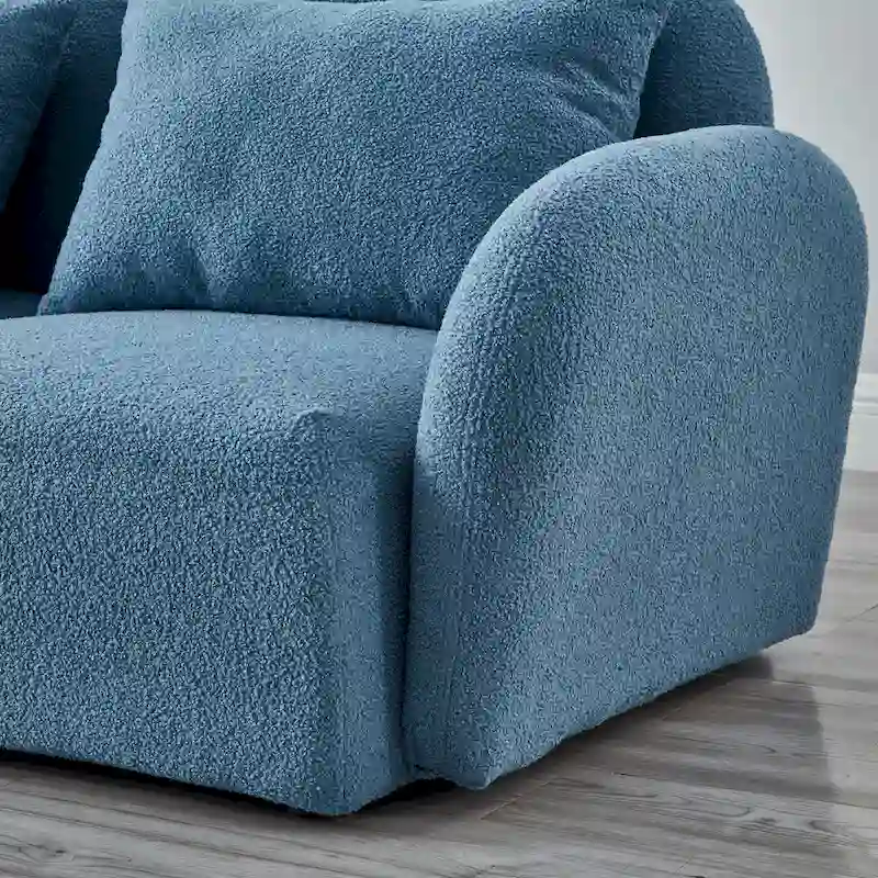 Pink / Blue / White Teddy Fabric 3-Seat Sofa with Curved Arms – Modern Style, Seats 3