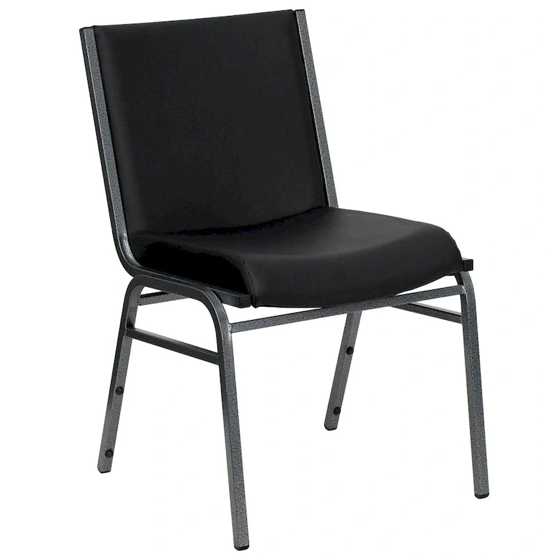 Heavy Duty Stackable Chairs Set of 4 - Gray Vinyl Padded Seat - 550 lb Capacity - 21D x 19.75W x 31.25H - Commercial Grade