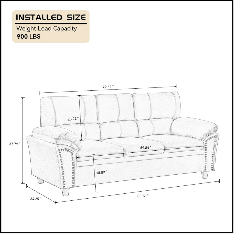 Mid-century Modern Upholstered Velvet Sofa Set with Armchair, Loveseat, 3-Seater Sofa