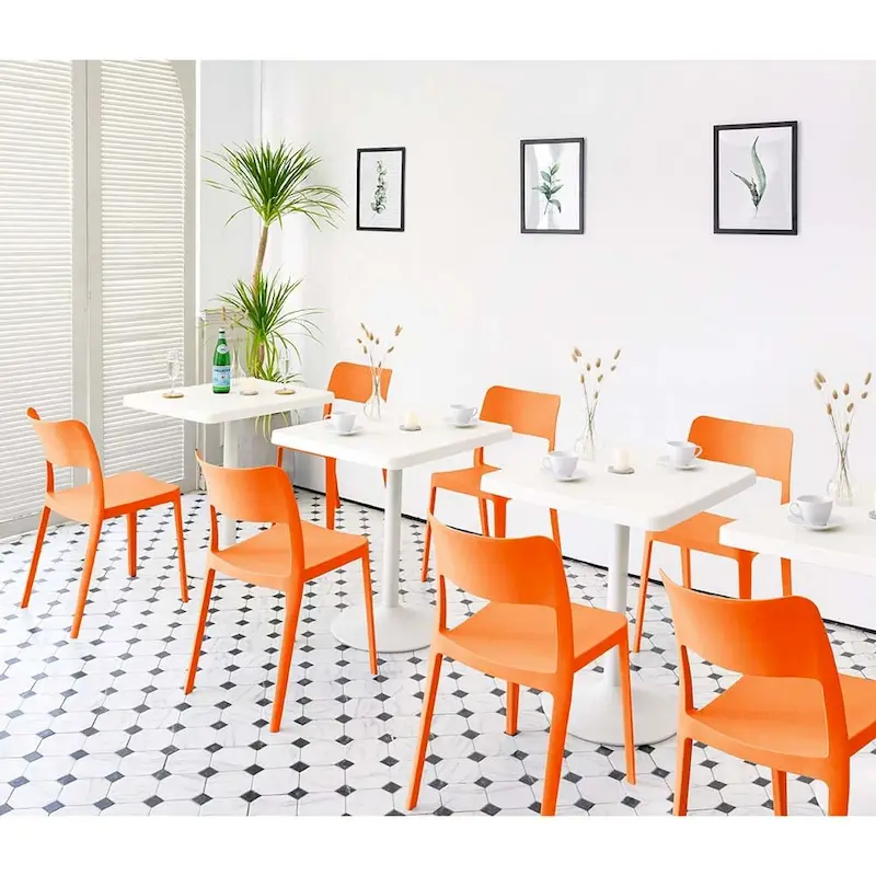 La Vie Resin Stackable All Weather Armless Chair, Set of 2